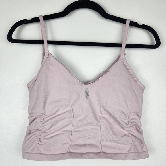 Free People Good Karma Rouched Cropped Tank Pink Size M/L - Picture 2 of 5